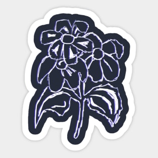 FLOWERS HANDSKETCH BLUE LAZER Sticker